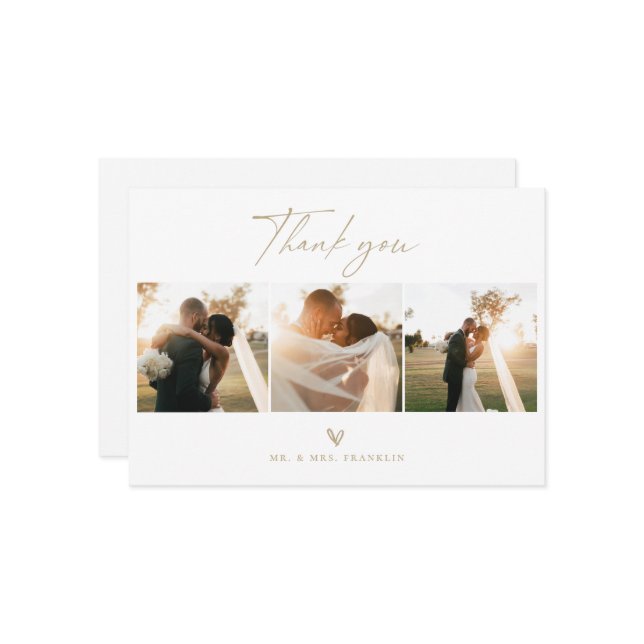 Modern Boho Script Wedding Foto Danke Karte (Vorderseite/Rückseite Beispiel)