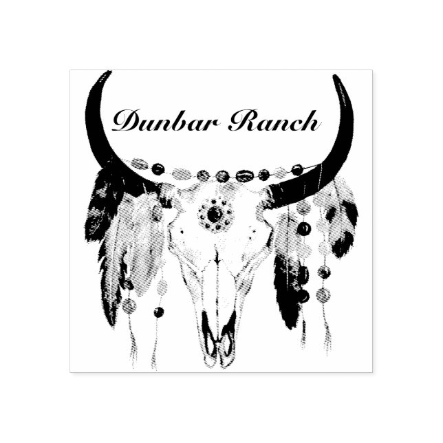 Modern Boho Skull Business oder Name Gummistempel (Prägung)