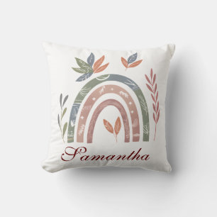Modern boho staubig rosa grüner Regenbogen Kissen