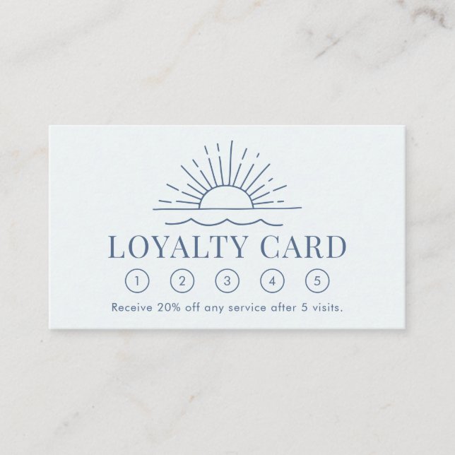 Modern Boho Sun and Beach Wave Loyalty Card Visitenkarte (Vorderseite)