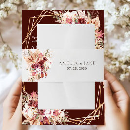 Modern Boho Terracotta & Burgundy Floral Wedding Einladungsbanderole