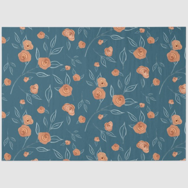 Modern BOHO Terracotta Floral Seidenpapier (Vorderseite)