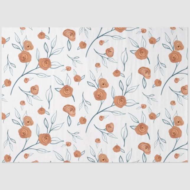 Modern BOHO Terracotta Floral Seidenpapier (Vorderseite)