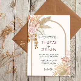 Modern Boho Terracotta Pampas Grass Wedding Einladung