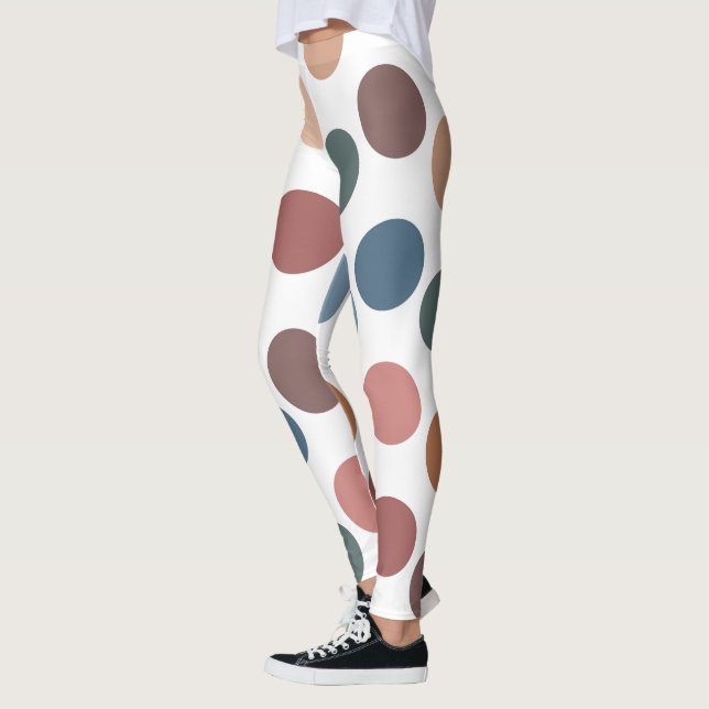 Modern Boho Terracotta & Teal Polka Dot Leggings (Links)