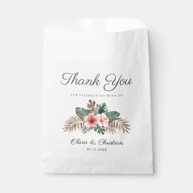 Modern Boho Tropical Foliage Wedding Danke Fav Geschenktütchen (Vorderseite)