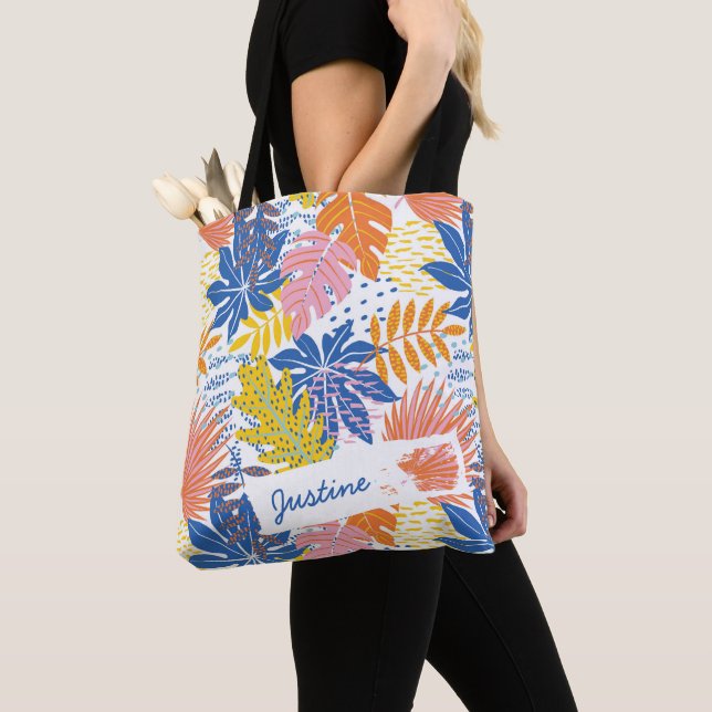 Modern Boho Tropical Palm Blätter Custom Tasche (Von Nahem)