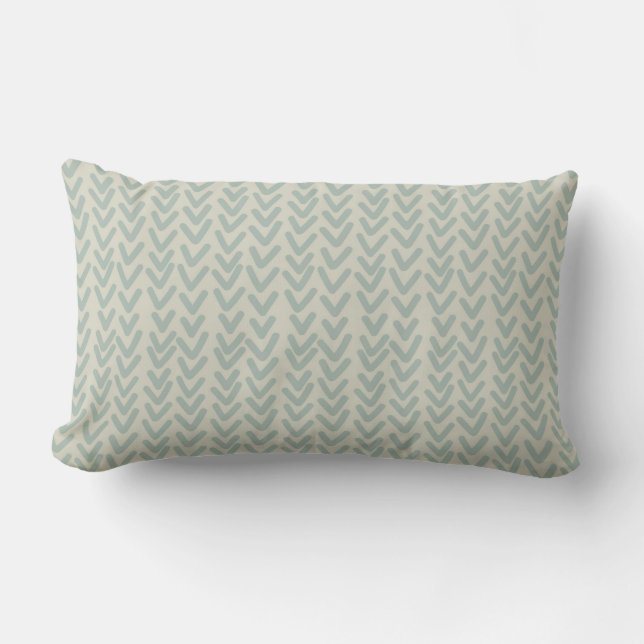 Modern Boho V Muster Seafoam Green Beige Kissen Für Draußen (Vorderseite)
