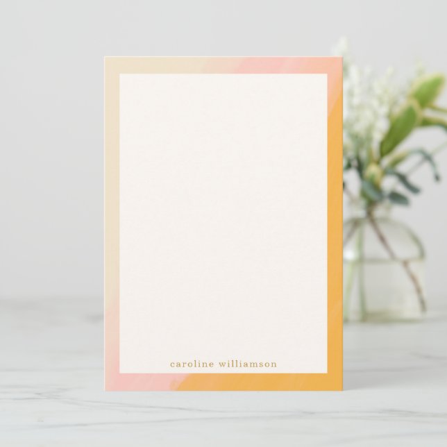 Modern Boho Wasserfarbe Rosa Gelb Personalisiert Mitteilungskarte (Stehend Vorderseite)