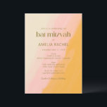 Modern Boho Wasserfarbe Rosa Gelbe Bat Mitzvah Einladung<br><div class="desc">Modern Boho Wasserfarbe Rosa Gelbe Bat Mitzvah Einladung</div>
