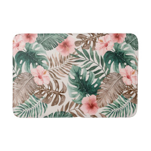 Modern Boho Wasserfarbe Tropenflora Badematte