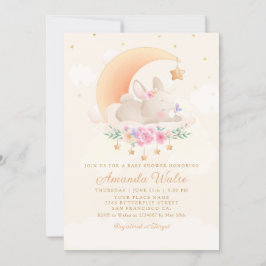 Modern Boho Watercolor Bunny Baby Dusche Einladung