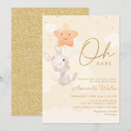 Modern Boho Watercolor Bunny Niedlich Girl Baby Du Einladung