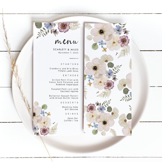 Modern Boho Wedding Menu Menükarte (Modern Botanical Boho Wedding Menu by Painted Paperie
)