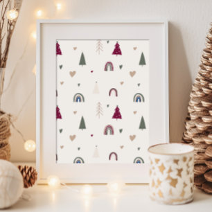 Modern Boho Weihnachten Beige Wand Kunst Prinz