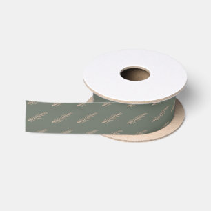 Modern Boho Weihnachten Grün und Gold Pine Muster Satinband