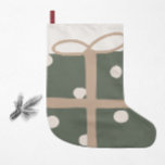 Modern Boho Weihnachts-Grün Gegenwart Print Kleiner Weihnachtsstrumpf<br><div class="desc">Feiern Sie die Freude der Saison mit diesem modernen boho grünen Geschenk drucken kleine Weihnachtsfeier Strumpf. Das einzigartige und schicke Weihnachtspolka-Dot schafft eine Touch von Charme und Individualität. Das schlichte, grün und beige Design besticht durch einen klassischen Böhmerbogen, der an ein skurriles Winterambiente erinnert. Mit einem sauberen und einfachen, neutralen...</div>