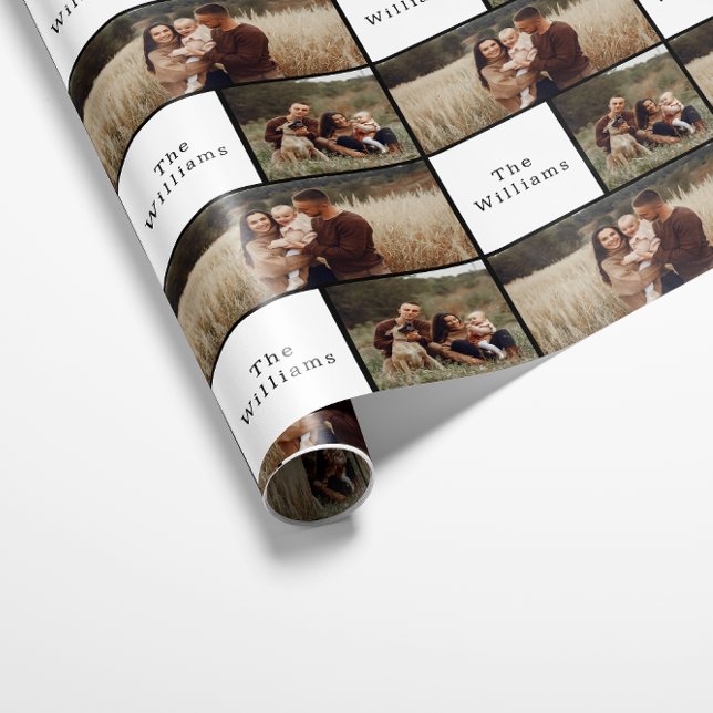 Modern Boho Weihnachtsfamilie Foto Collage Geschenkpapier (Von Creator hochgeladen)