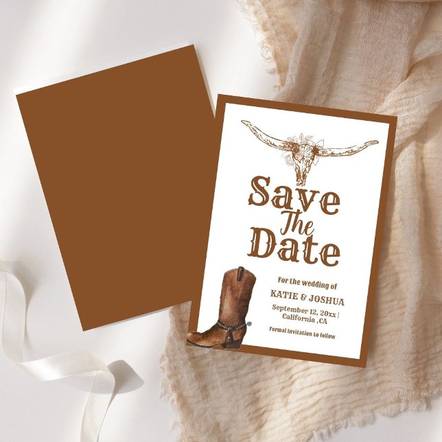 Modern Boho Western Cowboy Wedding Save the date Einladung (Von Creator hochgeladen)