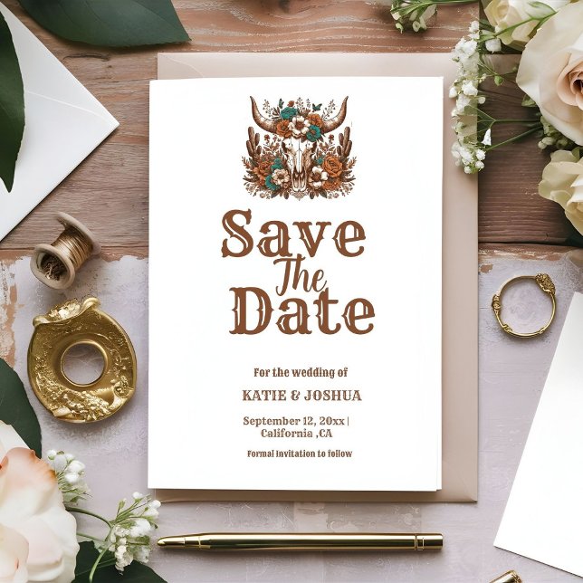 Modern Boho Western Cowboy Wedding Save the date Einladung (Von Creator hochgeladen)