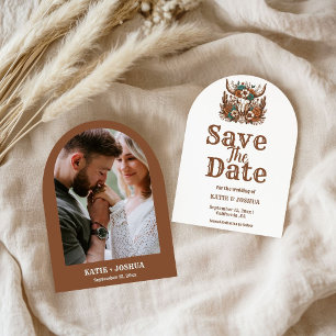 Modern Boho Western Cowboy Wedding Save the date Einladung