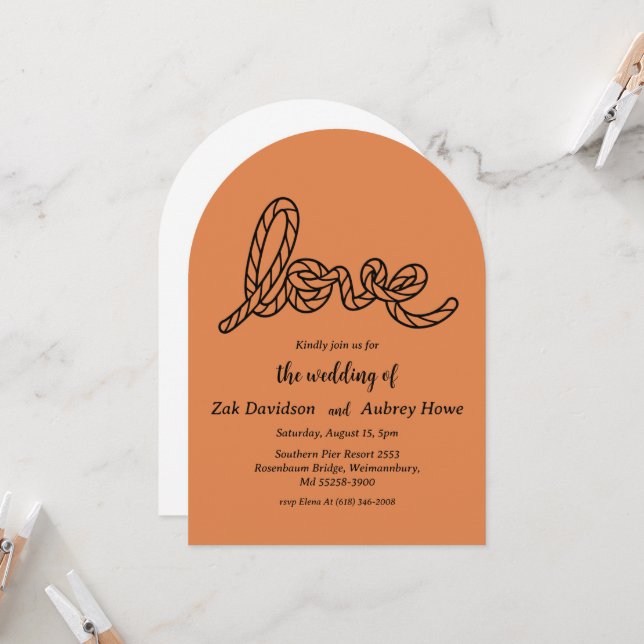 Modern boho western wedding invitations (Devant/Arrière en situation)