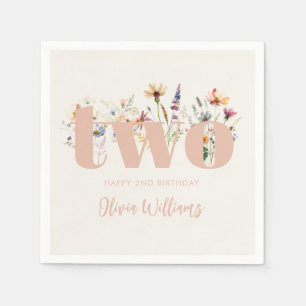 Modern Boho Wildblume 2. Geburtstag Serviette