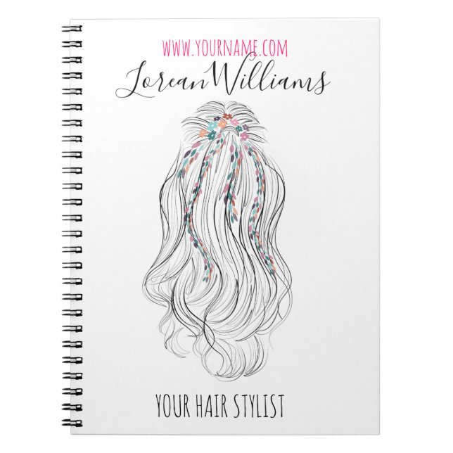 Modern Boho Wildblume Bridal Hair Stylist Floral Notizblock (Vorderseite)