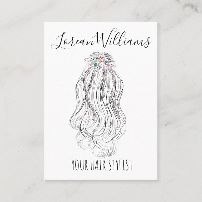 Modern Boho Wildblume Bridal Hair Stylist Floral Visitenkarte (Vorderseite)