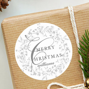 Modern Boho Wildblume Kruth Weihnachten Runder Aufkleber