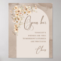 Modern Boho Wildblumen Ivory Arch Open Bar