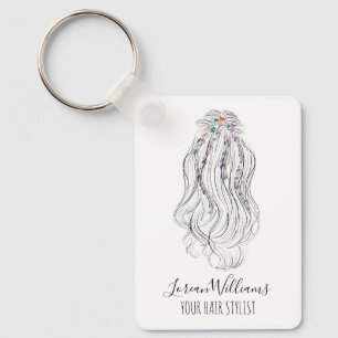 Modern Boho Wildflower Braut Frisuren-Stylist QR  Schlüsselanhänger