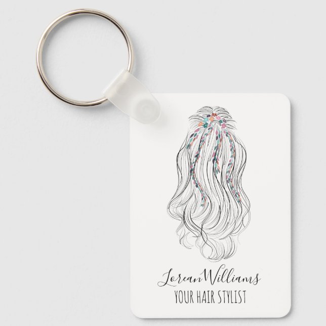 Modern Boho Wildflower Bridal Hair Stylist QR  Schlüsselanhänger (Vorderseite)