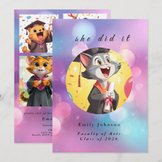 Modern Bokeh Lights Graduation invitation