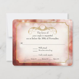 Modern Bokeh Sparkle Twinkle Marsala UAWG RSVP Karte