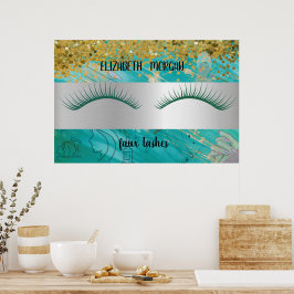 Modern Bokeh,Stripe,Faux Lashes Po Poster