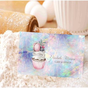 Modern Bokeh Watercolor Macaron Holographic, Opal Visitenkarte