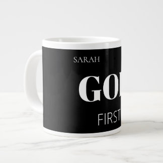 Modern Bold Black God First Faith Saying Slogan  Jumbo-Tasse