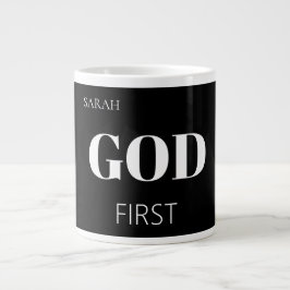 Modern Bold Black God First Faith Saying Slogan  Jumbo-Tasse