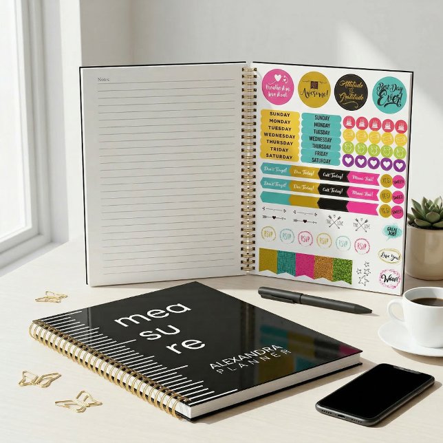 Modern Bold Black White Measure Typography Planner Planer (Von Creator hochgeladen)