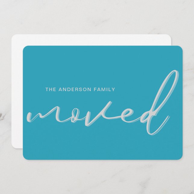 Modern Bold Blue Hright New Address Zuhause Moving Ankündigung (Vorne/Hinten)