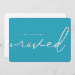 Modern Bold Blue Hright New Address Zuhause Moving Ankündigung