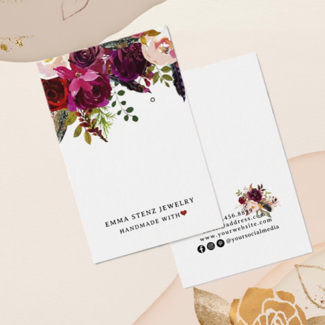 Modern Bold Boho Floral Earring Display Card (Von Creator hochgeladen)