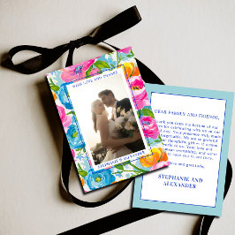 Modern Bold Bright Colorful Floral Photo Wedding Dankeskarte