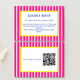 Modern Bold Bright Vibrant Colorful Stripe Wedding RSVP Karte