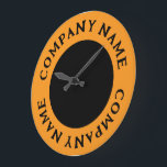 Modern & Bold Circled Business Name Large Clock Große Wanduhr<br><div class="desc">Modern & Bold Circled Business Name Large Clock by the Business Card Store.</div>