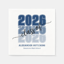 Modern Bold Class 2026 Navy Blue Graduation Party Serviette