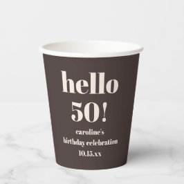 Modern Bold Earthy Brown 50th Birthday Custom Pappbecher
