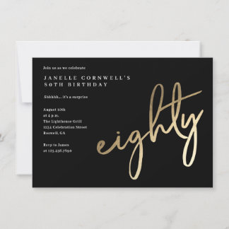 Modern Bold Gold Typ 80. Geburtstag Einladung