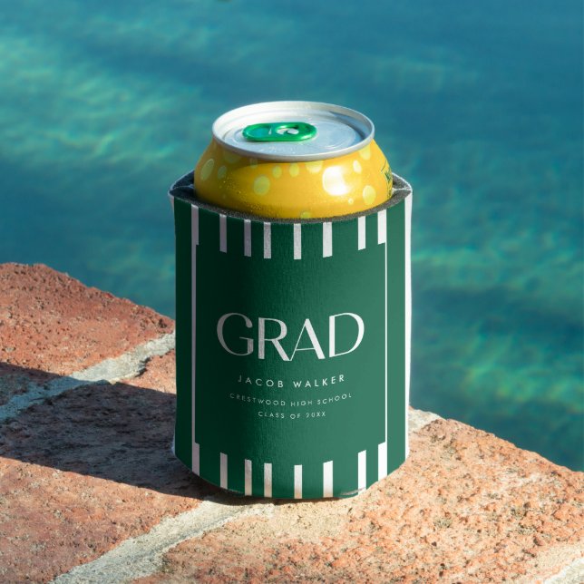 Modern Bold Graduation Party Striped Green Dosenkühler (In Situ Pool)